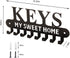 Black Metal Key Holder Hooks with Sweet Home Decorative for Wall Mounted Decor to Hang Keys Scarves Pet Leashes in Front Door Kitchen Garage Campers and Cabin, 8 Hook Racks