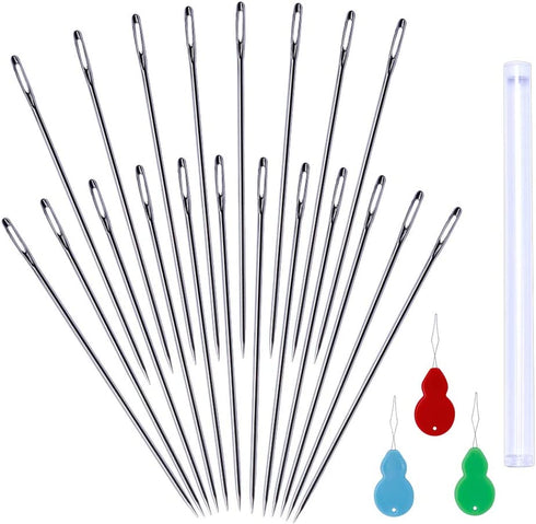 20 Pack Long Sewing Needles, Embroidery Needles Large Eye Stitching Needles, 6.8 inch/17.5 cm Long Needle, Upholstery Needles for Quilting Darning Bead Loom Beading Doll Making Sewing Art Crafts