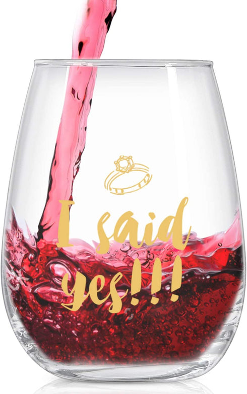 I Said Yes Wine Glass That's What She Said Beer Glass, Engagement glass Set for Him, Her, Wedding, Bridal Shower