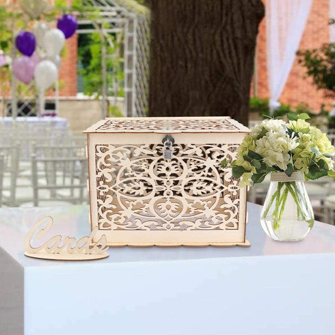 Aytai DIY Rustic Wedding Card Box with Lock and Card Sign Wooden Gift Card Box Money Box for Reception Wedding Anniversary Baby Shower Birthday Graduation Party Decorations