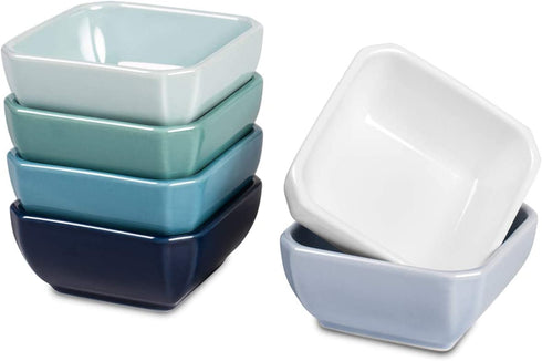 Delling 3 Oz Ceramic Dip/Dipping Bowls Set - Dipping Soy Sauce Bowl/Dishes Small Sauce Bowls Cups for Sushi Tomato Sauce, Soy, BBQ-Chip and Serving Bowl Set - Set of 6,Colorful