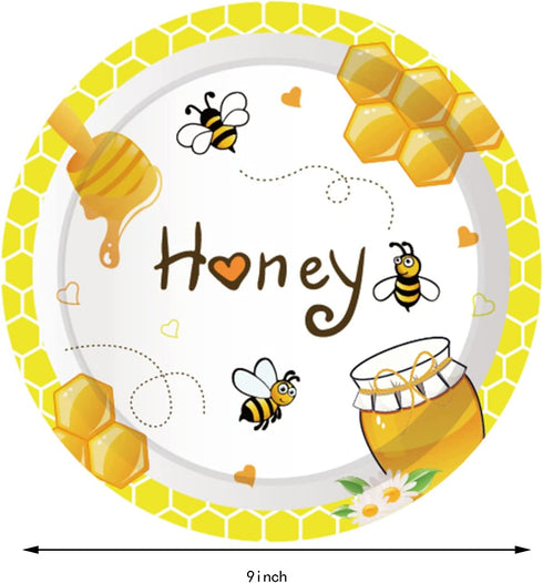 Bee Themed Party Supplies,Bee Party Tableware Set for Kids Girls Honey Butterfly Birthday Decorations, Includes Plates Cups Napkins Straws Utensils Serves 16 Guests
