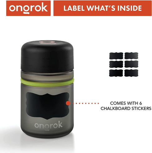 ONGROK Glass Storage Jar, 180ml, 3 Pack, Color-Coded Airtight Glass Containers, UV Herb Jar to Stash Goods with Care with Child Resistant Lid
