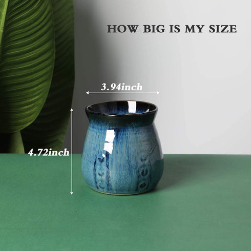 Ceramic Utensil Holder,Porcelain Utensil Crock Easy to Clean - 30oz (Gradient Blue)