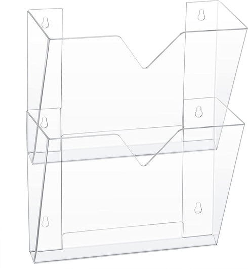 Acrylic File Pockets Wall Mount File Holder Organizer Clear Document Data Frame Pocket for Displaying and Holding File, Magazines, Mail (2 Pieces)
