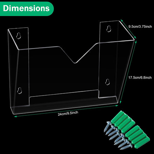 Acrylic File Pockets Wall Mount File Holder Organizer Clear Document Data Frame Pocket for Displaying and Holding File, Magazines, Mail (2 Pieces)