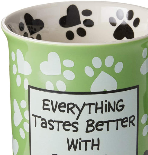 Enesco Our Name is Mud œDog Hair, 16 oz. Stoneware Mug, 1 Count (Pack of 1), Green