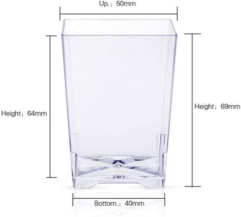 Tosnail 60 Pack 3.7 Ounce Clear Plastic Square Dessert Cups with 60 Plastic Tasting Spoons for Party, Weddings