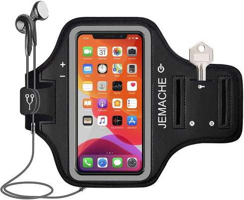 iPhone 14 Pro, 13 Pro, 12 Pro, 11 Pro Armband, JEMACHE Gym Workouts Running Arm Band Case for iPhone X, XS, 11Pro, 12Pro, 13Pro, 14, 14Pro (Black)