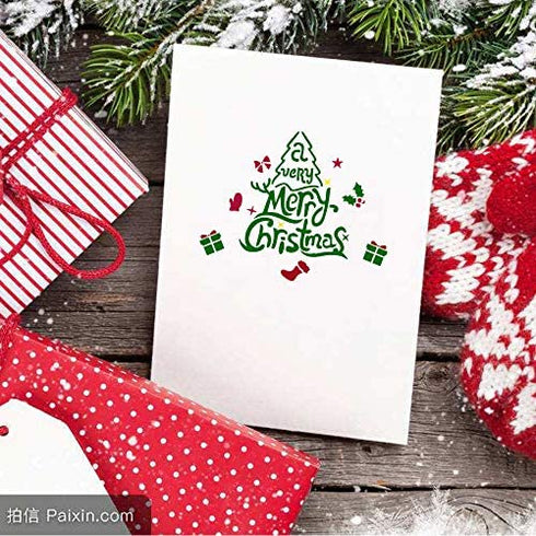 Konsait 16Pack Christmas Stencils Templates, Reusable Plastic Craft Drawing Painting Template, Xmas Stencils for Greeting Cards, Albums,Scrapbook, Notebook, Journal, Wall Art Wood, Face Cookie Decor