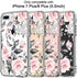 ICEDIO iPhone 8 Plus Case,iPhone 7 Plus Case with Screen Protector,Floral Designs for Girls Women,Shockproof Protective Phone Case for iPhone 8 Plus/7 Plus Pink Flowers Grey Leaves