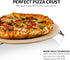 Ovente Ceramic Flat 13 Inch Pizza Stone Set with Crust Cutter Wheel & Metal Rack/Handle, Compact Easy Storage Portable Baking Grilling Stone Thermal Shock Resistance for Oven Grill BBQ, Beige BW10132