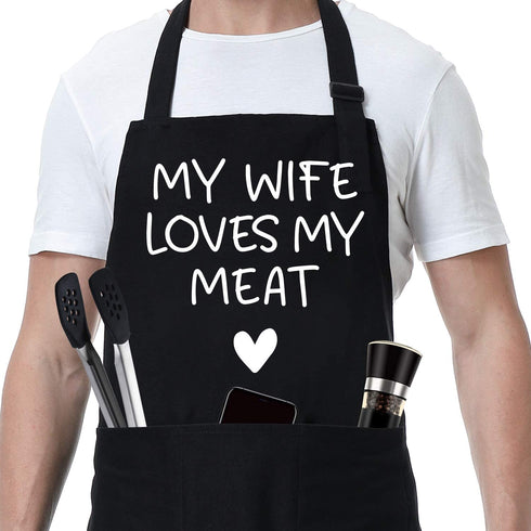 Fairy's Gift Funny Husband Apron - Mens Naughty Anniversary, Birthday Gifts for Husband - Naughty Gifts for Him, Husband Gifts from Wife, Manly Gifts for Men - Funny Husband Anniversary Kitchen Apron