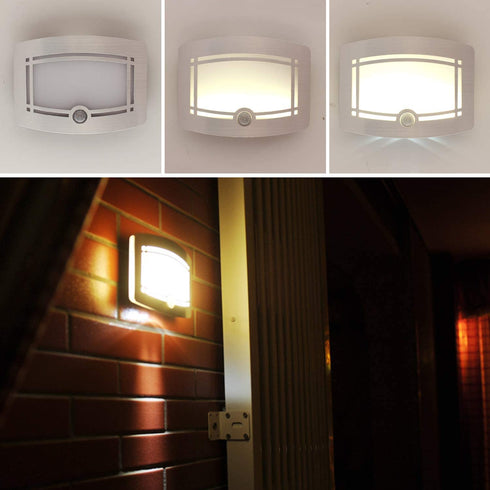 SUNNIOR Wall Lamp Motion Sensor Battery Operated Wall Sconce Dimmable Modern Wall Light for Indoor Hallway Stairway Home Theater