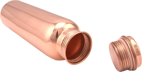 VIBRANICS's Aquatic Copper Water Bottle 34oz - Leak Proof - Ayurvedic Copper Bottle -Perfect Ayurvedic Copper Vessel for Sports, Fitness, Yoga - Natural Health Benefits - Plain - Made in India
