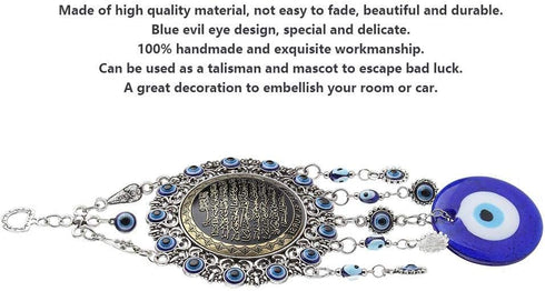 Turkish Blue Evil Eye Beads Ornament Amulet Delicate Blue Glass Pendant Home Lucky Protection Wall Hanging Decor - C