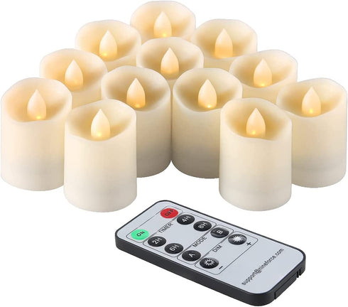 Flameless Candles Tea Lights with Remote Votive LED Flickering Tea Light with Timer, Realistic TeaLights Fake White Candles, Battery Operated Candle 200 Hours Holiday Decor - 1.8" Set of 12 Candles