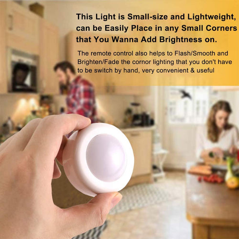 Wireless LED Puck Light 6 Pack with 2 Remote Control, RGB Color Changing & Dimmable LED Under Cabinet Lighting, Battery Powered Closet Lights for Kitchen, Stick On Lights-Small Size 3xAAA Battery