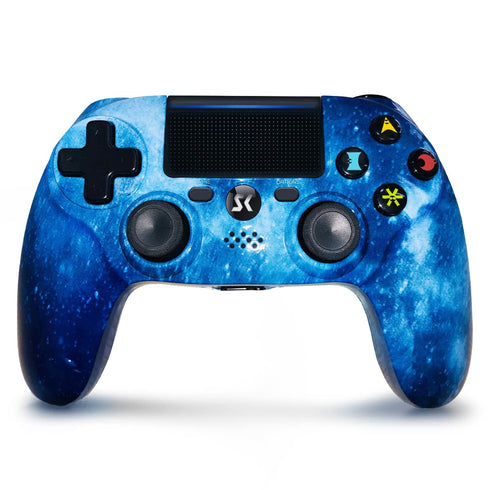 Kujian Wireless Controller for PS4, Blue Galaxy Style High Performance PS-4 Remote Controller for PlayStation 4/Pro/Slim/PC with Dual Vibration, Audio Function, USB Cable