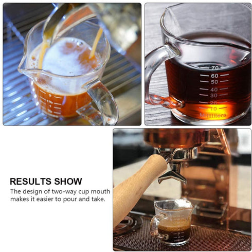 Cabilock Double Spouts Espresso Shot Glass Cup with Scale Temperature Resistant Glass Measuring Cup with Pouring Handle