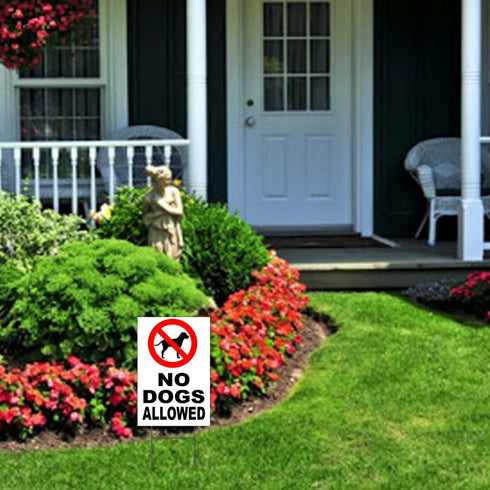 3PC No Dogs Allowed Sign 8 x12" Keep Off Grass Sign w/ Stake, No Dog Poop Signs, No Pets Allowed Sign, Dog Poop Signs for Yard, No Peeing Dog Sign, Curb Your Dog Sign, No Dogs on Lawn Sign, Dog Signs
