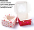 Valentines Day Bakery Treat Boxes Valentines Cupcake Boxes Cookie Boxes with Window for Holiday Pastries, Doughnut, Cookie, Cupcakes, Brownies, Truffles Gift Giving (4.5"x4.5"x2.5")