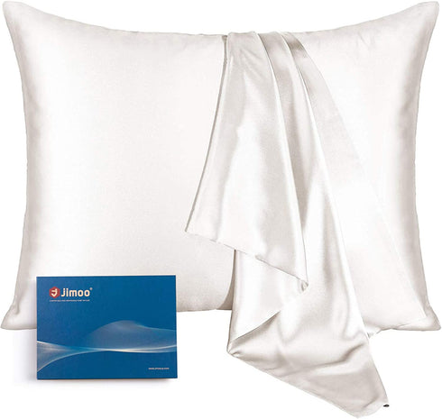 Natural Silk Pillowcase for Hair and Skin with Hidden Zipper, 22 Momme, 600 Thread Count 100% Mulberry Silk Pillowcase, Soft Smooth Both Sided Silk Pillow Cover(Ivory White, Standard 20''×26'',1pc)