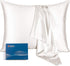 Natural Silk Pillowcase for Hair and Skin with Hidden Zipper, 22 Momme, 600 Thread Count 100% Mulberry Silk Pillowcase, Soft Smooth Both Sided Silk Pillow Cover(Ivory White, Standard 20''×26'',1pc)