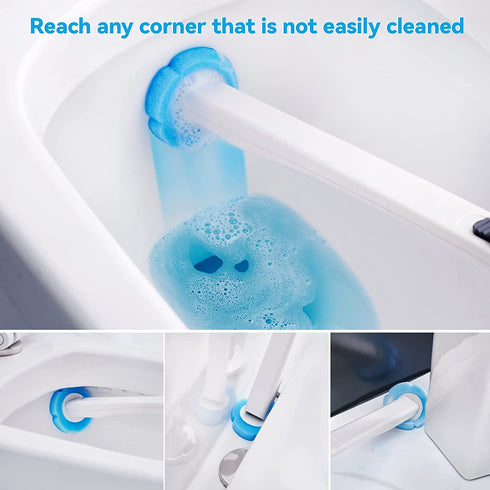 Toilet Wand Kit- ELPHECO Toilet Disposable Brush and Holder Set, Toilet Bowl Wand, Toilet Starter Kit Handle Wand Storage Caddy with 6 Refills, Toilet Cleaning Set for Bathroom Cleaning