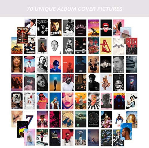 Btaidi 110 Pcs Album Cover Aesthetic Pictures Wall Collage Kit, Album Style Photo Collection Collage Dorm Decor, 70 Album Cover Posters 40 Music Stickers , 4x6 inch Album Cover Poster for Room Bedroom Aesthetic