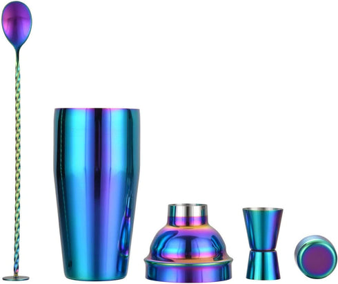 24 oz Cocktail Shaker Bartender Set, Stainless Steel Martini Shaker with Built-in Bartender Strainer & Popular Cocktail Recipes Booklet, Professional Bartender Tool for Home or Bar