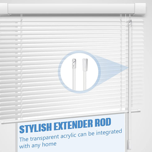 17 Inches Blind Wand Vertical Blinds Replacement Parts Blind Opener Accessory Vertical Wand Control Handle Stick Clear Window Blind Wand Replacement with Hooks and Grips Rod (2 Sets)