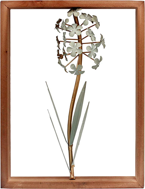 Funerom Metal Flower with Wood Frame Wall Decorations for Living Room(11.8×15.8 inchs)