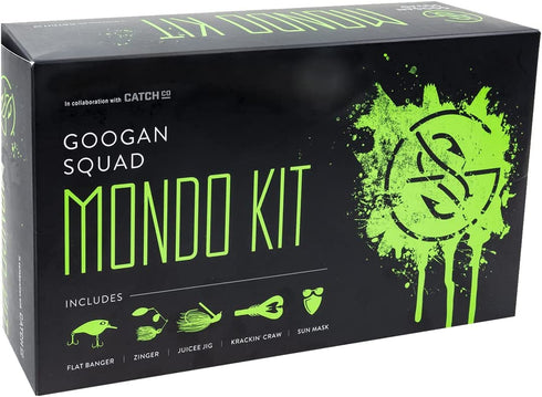 Catch Co Googan Squad Bass Fishing Mondo Kit | Googan Squad Flat Banger, Zinger, Juicee Jig, Necko Sun Mask and Googan Baits Krackin' Craw