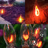 Pallerina 10Ft Flickering Flame String Lights with 10 C18 Flicker Amber Flame Lights Bulbs, E12 Candlestick Base Halloween Christmas String Lights for Party Indoor Outdoor Decor, 1 Watt- Green Wire
