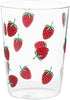 Hemoton 350ml Glass Cup Strawberry Pattern Drinking Cup Clear Glass Tea Cup Heat-proof Water Cup for Home Office (Red)