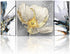 Modern Abstract Canvas Wall Art for Home Office Living Room Decoration Gold Floral Painting Artwork Lotus Flower Picture Giclee Print on Linen Canvas Blue Grey Artistic Ready to Hang 3 Pieces Per Set
