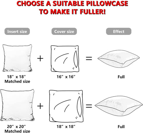 Lyweem 20 x 20 Pillow Inserts Decorative Throw Pillow Insert for Sofa Couch Bed Premium Hypoallergenic Stuffer Cushion Down Alternative Fluffy Square Pillows Set of 2
