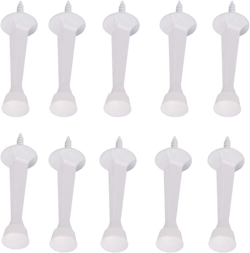 Rocky Mountain Goods Rigid Door Stop White - Heavy Duty Solid Door Stop with Quiet Rubber Tip - Quieter Than Spring Door Stops - Easy Install -Baby Proof Non Removable end (10)