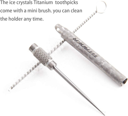 Titaner Outdoor Camping Picnic Toothpick With Protective Case Holder Nature Color (Ice Crystals-Grey)