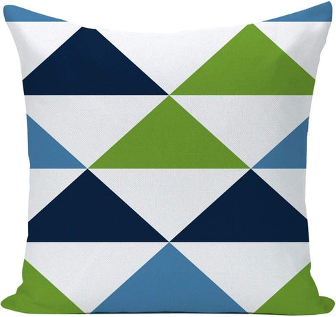 EZVING Navy Pear Green New Living Series Geometric Cotton Linen Indoor Outdoor Pillow Case Cushion Cover 18x18 Inch Set of 4 for Car Sofa Home Decor