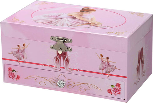 TAOPU Sweet Musical Jewelry Box with Pullout Drawer and dancing Ballerina Girl Figurines Music Box Jewel Storage Case for girls