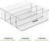 mDesign Plastic Divided Drawer Organizer Storage Bin for Home Office, Desk Drawer, Shelf, Cabinet - 4 Compartments, 12" Long + 32 Adhesive Labels - Clear
