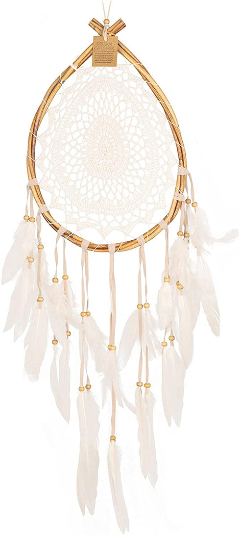 Dream Catcher for Bedroom Decoration Boho Style Dreamcatcher Hand Crafted Bohemian Decor Item Teardrop Shape Weddings Crochet Hippie Gypsy Style Wall Hanging Hand Made Ornament 9.5" x 32"