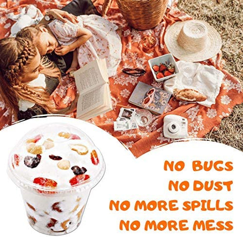 9 oz Clear Plastic Cups with Lids - 25 Sets Dessert Cups with Dome Lids (NO HOLE), Crystal PET Parfait Cups with Lids, Disposable Party Cups for Fruit/Ice Cream/Cupcake/Iced Cold Drinks
