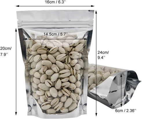 GooGou Resealable Zip Mylar Bag Food Storage Aluminum Foil Bags Smell Proof Pouches 6.3x9.4" 100pcs