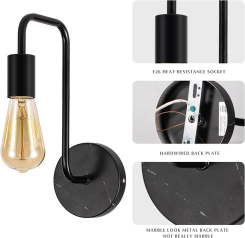 Curvilinear Sconce Vintage Industrial Wall Sconce Wall Lighting Fixture Mid Century Modern Wall Lamp Black for Bedroom Dining Room Living Room