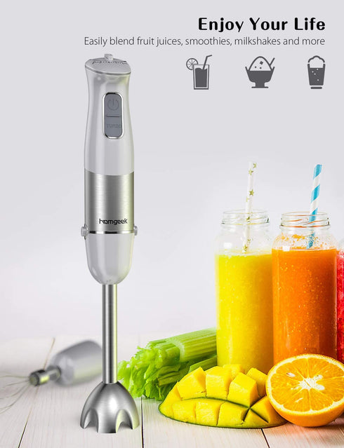Immersion Stick Hand Blender with Stainless Steel Blades, Powerful Electric Ice Crushing 6-Speed Control Handheld Food Mixer, Purees, Smoothies, Shakes, Sauces & Soups