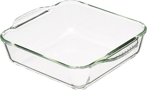 Amazon Basics Oven Safe Glass Baking Dish Set, Set of 2, Rectangular 3L and Square 2L