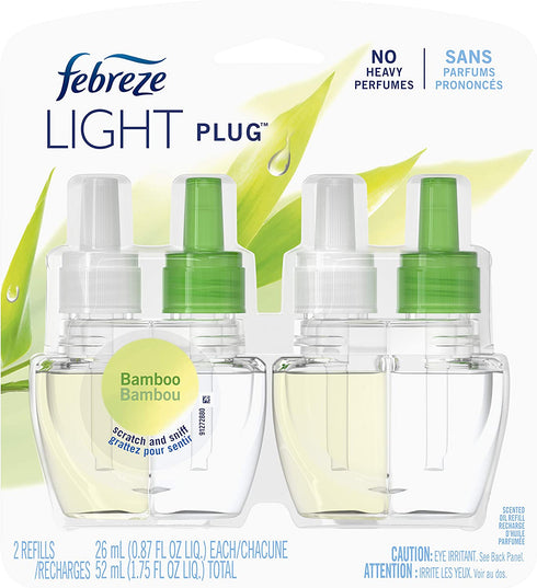 Febreze LIGHT Fade Defy PLUG Air Freshener, Bamboo, (2) .87 fl. oz. Oil Refill